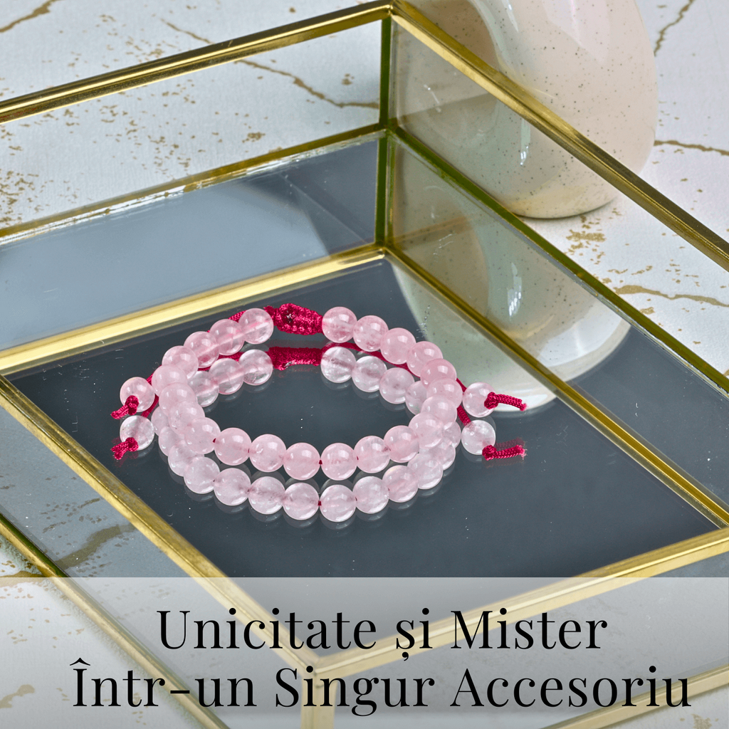 Bratara Simpla Reglabila din Cuart Roz Natural – Armonie Pura