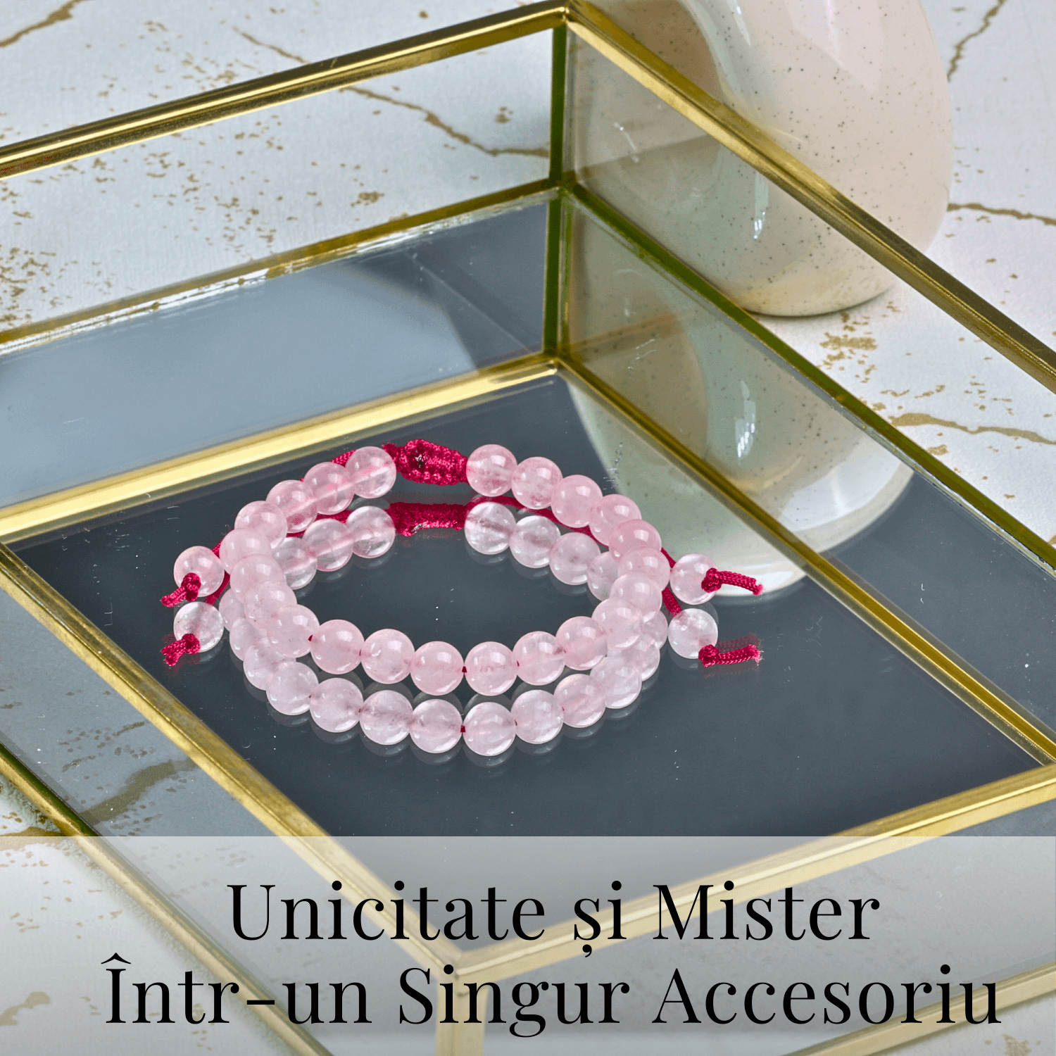 Bratara Simpla Reglabila din Cuart Roz Natural – Armonie Pura