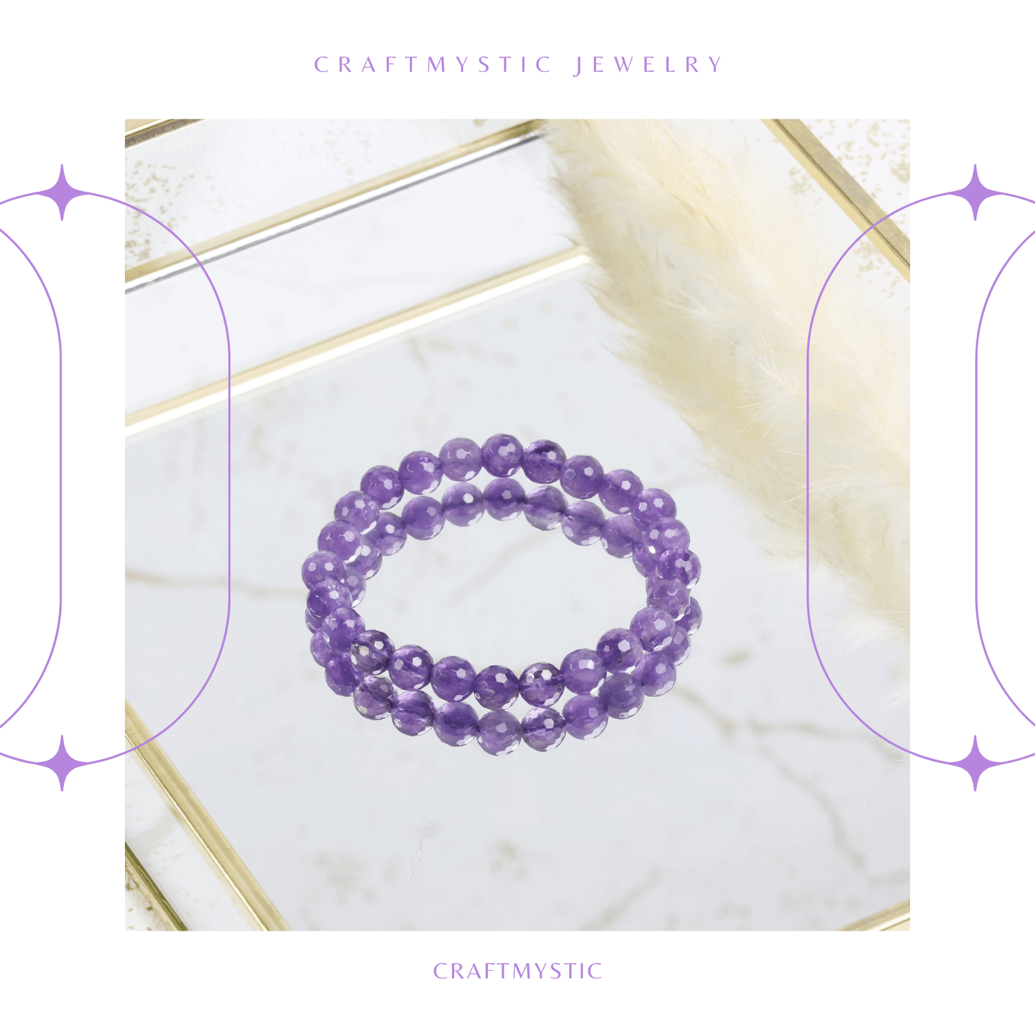 Bratara Eleganta Elastica cu Margele de 8mm Ametist Fatetat
