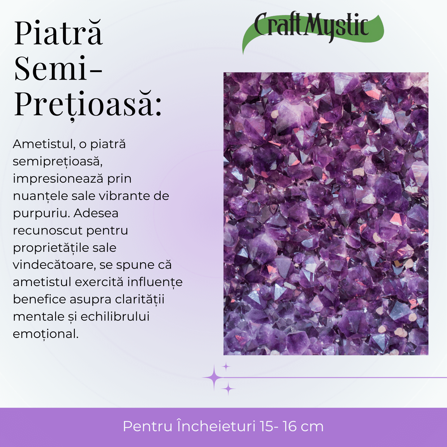 Bratara aurie din metal cu 3 pietre naturale de Ametist , beneficii energetice