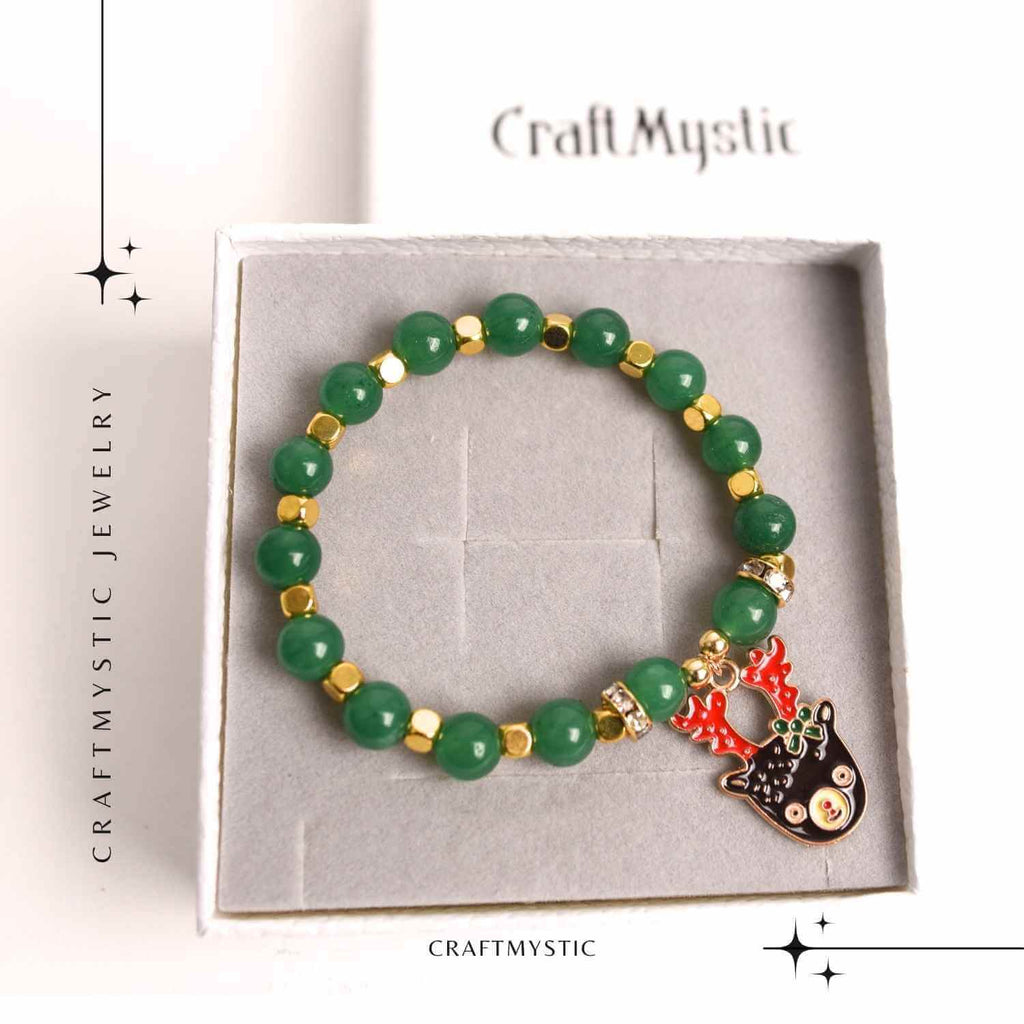 Bratara naturala Aventurin verde cu accesoriu mixt- armonie si noroc