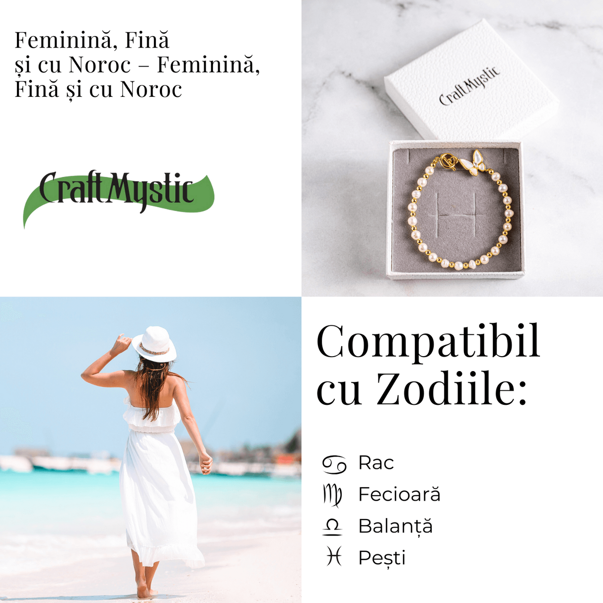 Feminina, fina si cu noroc – Bratara cu perle si pisicuta din scoica
