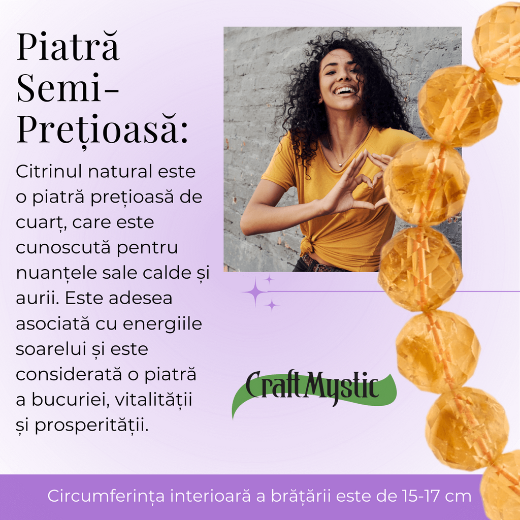 Bratara Elastica Radianta cu Citrin Fatetat de 8mm