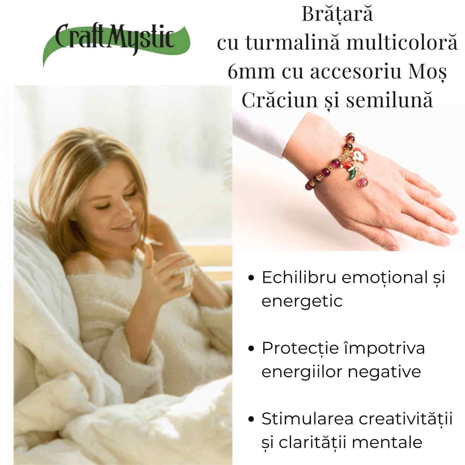 Bratara naturala turmalina multicolora 6mm
