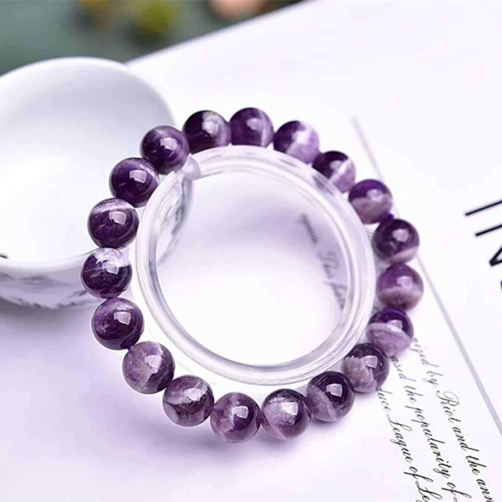 Bratara cu cristale 8mm semipretioase naturale Ametist