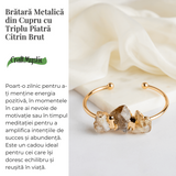Bratara Aurie cu Triplu Citrin Brut – Energie Pozitiva & Prosperitate