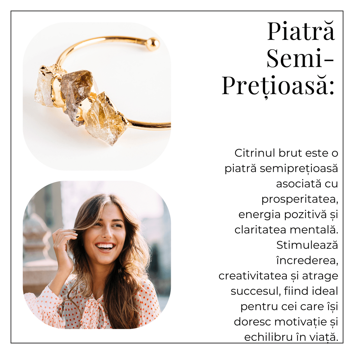 Bratara Aurie cu Triplu Citrin Brut – Energie Pozitiva & Prosperitate