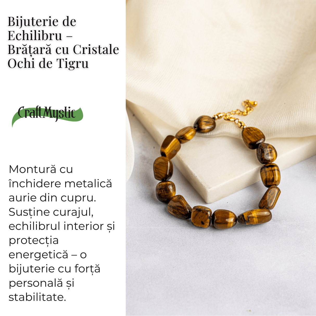 Bijuterie de Echilibru – Bratara cu Cristale Ochi de Tigru