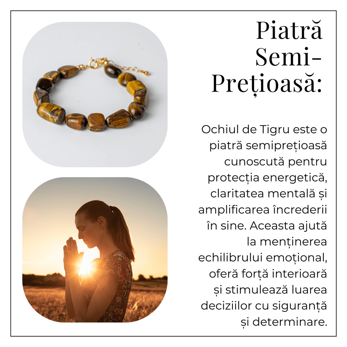 Bijuterie de Echilibru – Bratara cu Cristale Ochi de Tigru