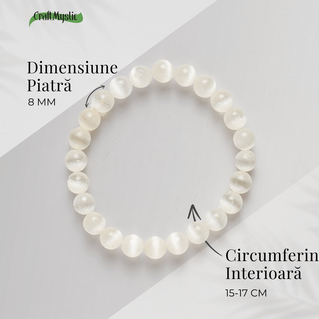Bratara din Selenit Natural 8mm – Echilibru si Claritate