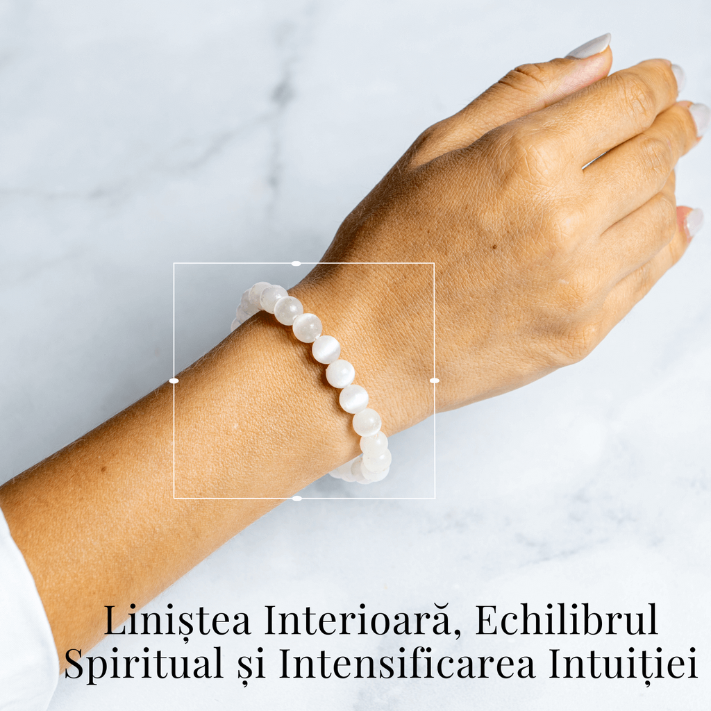 Bratara din Selenit Natural 8mm – Echilibru si Claritate