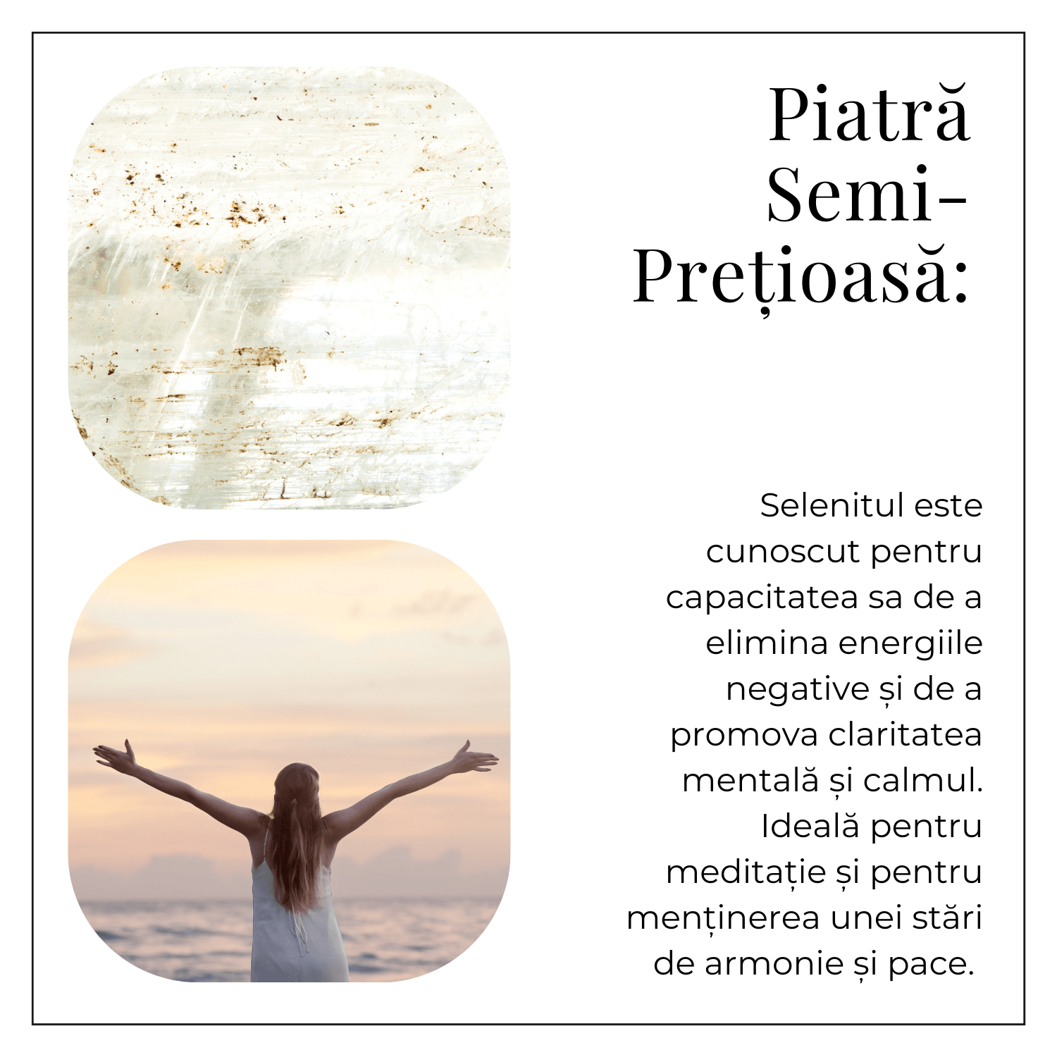 Bratara din Selenit Natural 8mm – Echilibru si Claritate