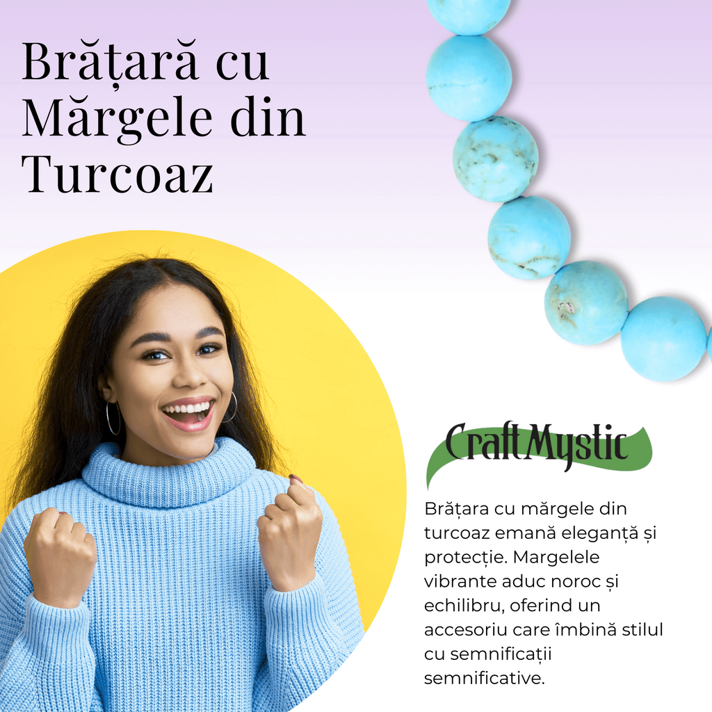 Bratara cu Margele 8mm din Turcoaz Magnesite Natural Tratat Termic