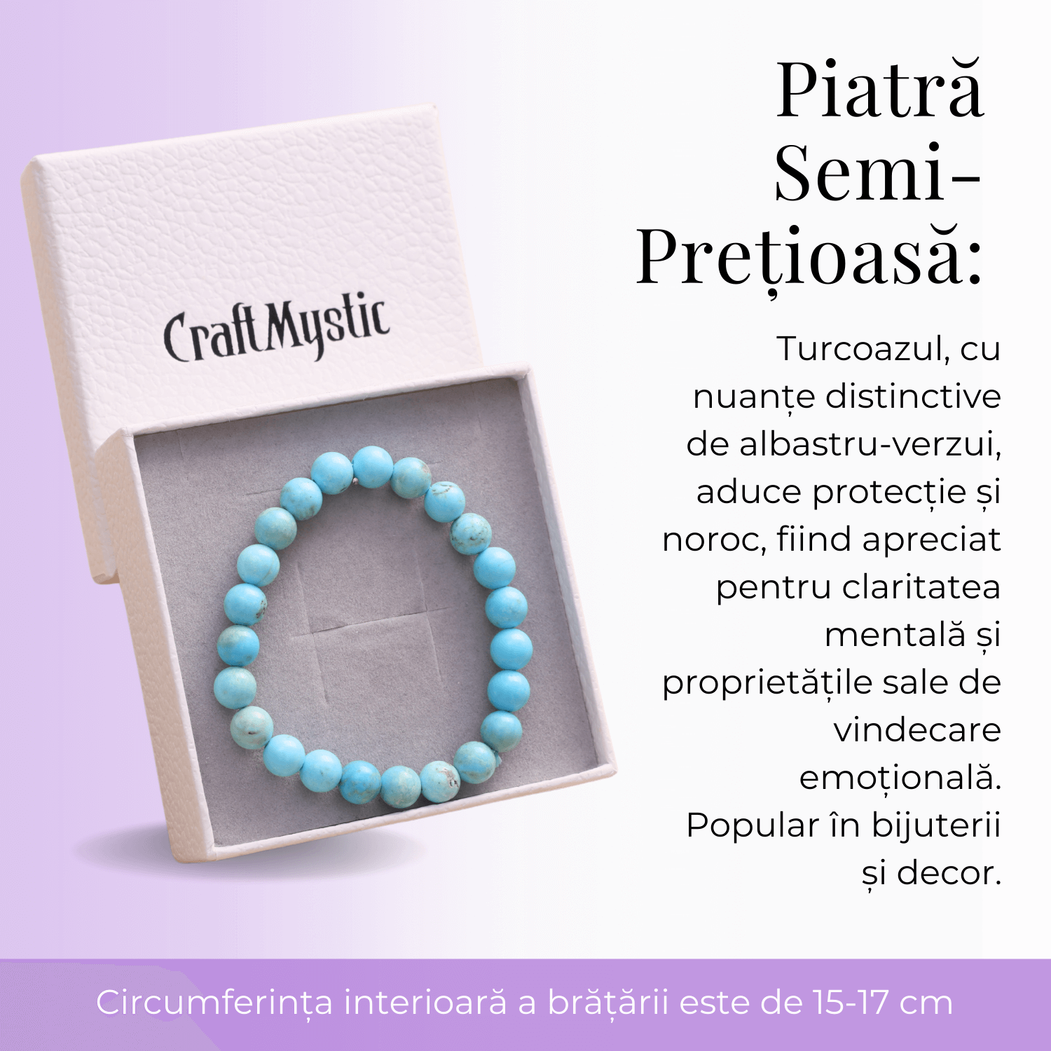 Bratara cu Margele 8mm din Turcoaz Magnesite Natural Tratat Termic