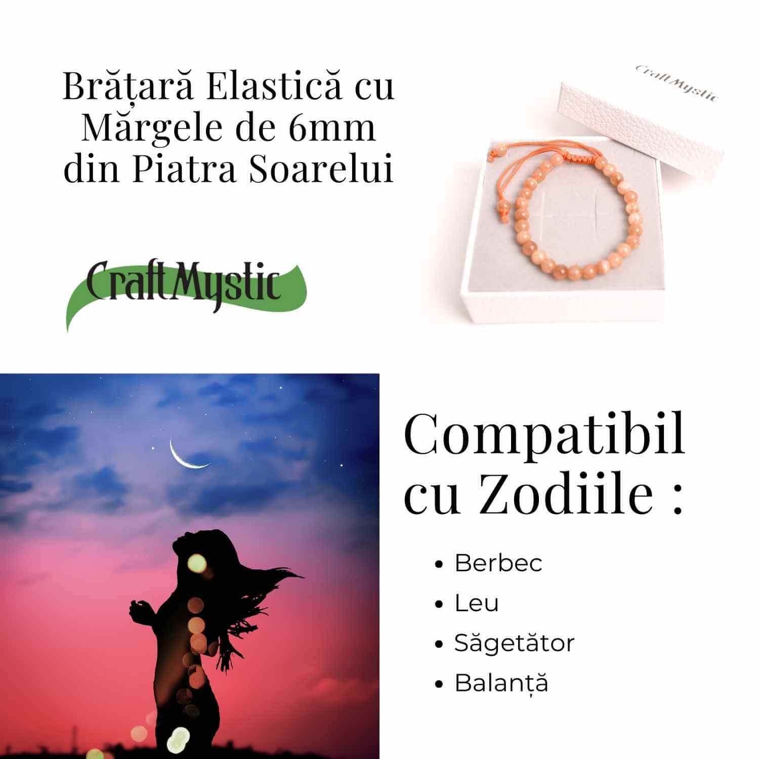 Bratara cu piatra soarelui 6mm ajustabila – Incredere si Energie