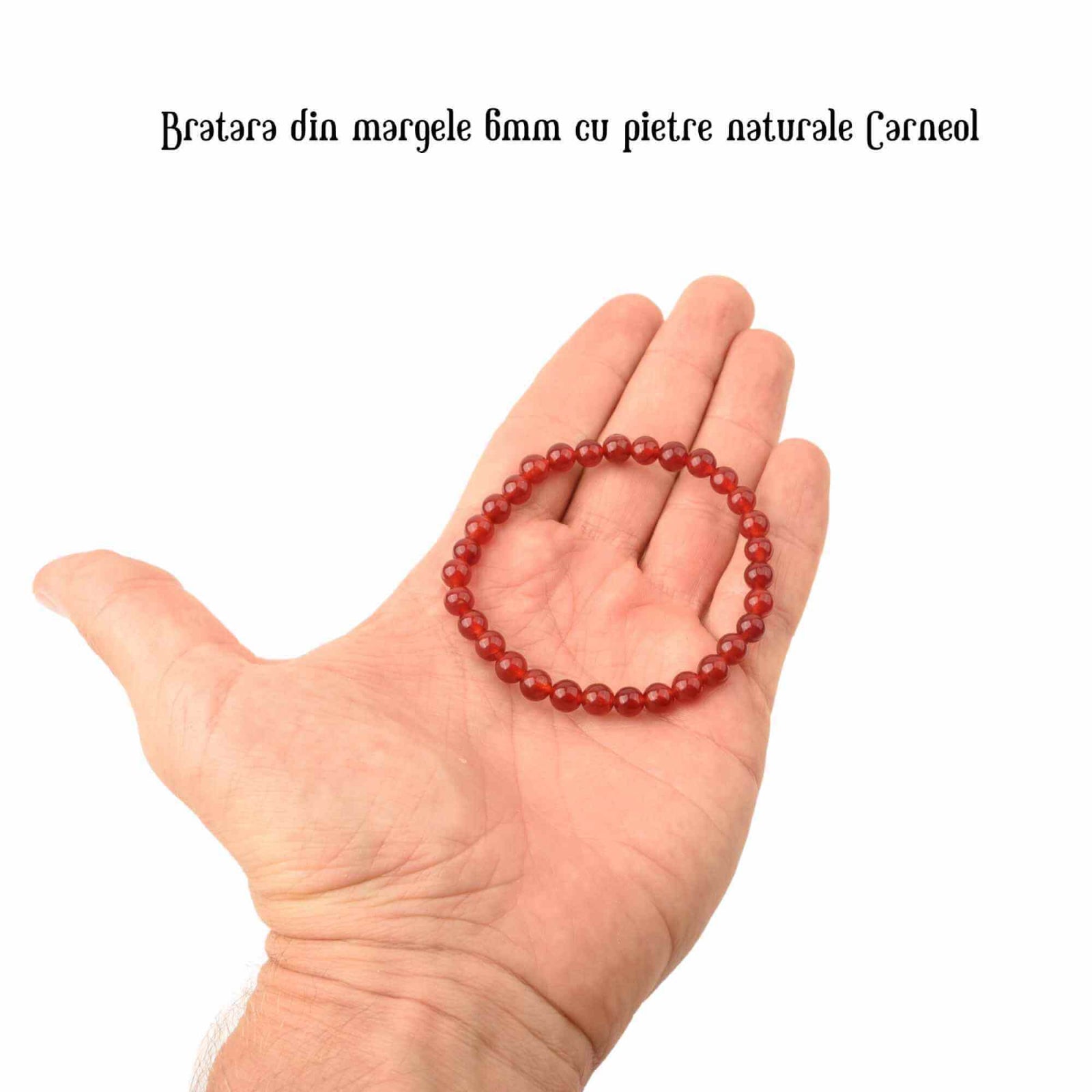Bratara elastica cu margele 6mm din pietre naturale Carneol pentru barbati si femei -