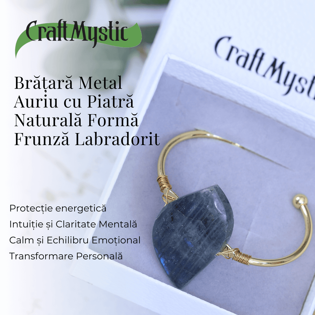 Bratara din Labradorit cu piatra 3.5-4 cm aurie pentru Protectie energetica