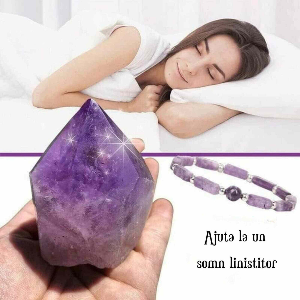 Bratara deosebita cu ametist natural 8mm - Elastica ajustabila cu pietre semipretioase violete