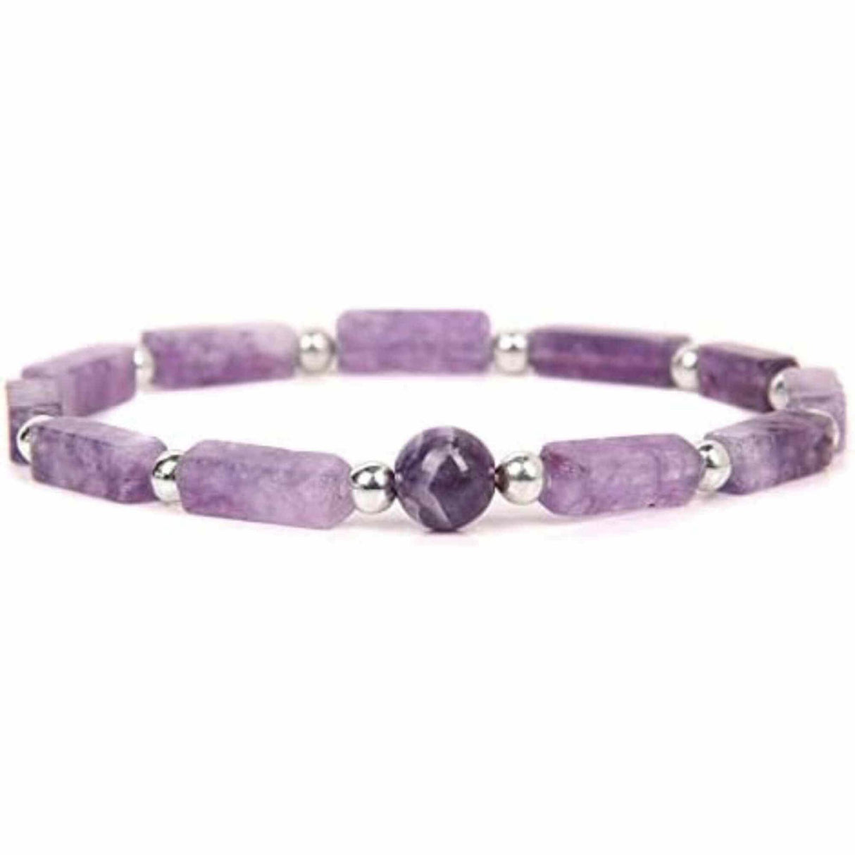 Bratara deosebita cu ametist natural 8mm - Elastica ajustabila cu pietre semipretioase violete