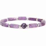 Bratara deosebita cu ametist natural 8mm - Elastica ajustabila cu pietre semipretioase violete