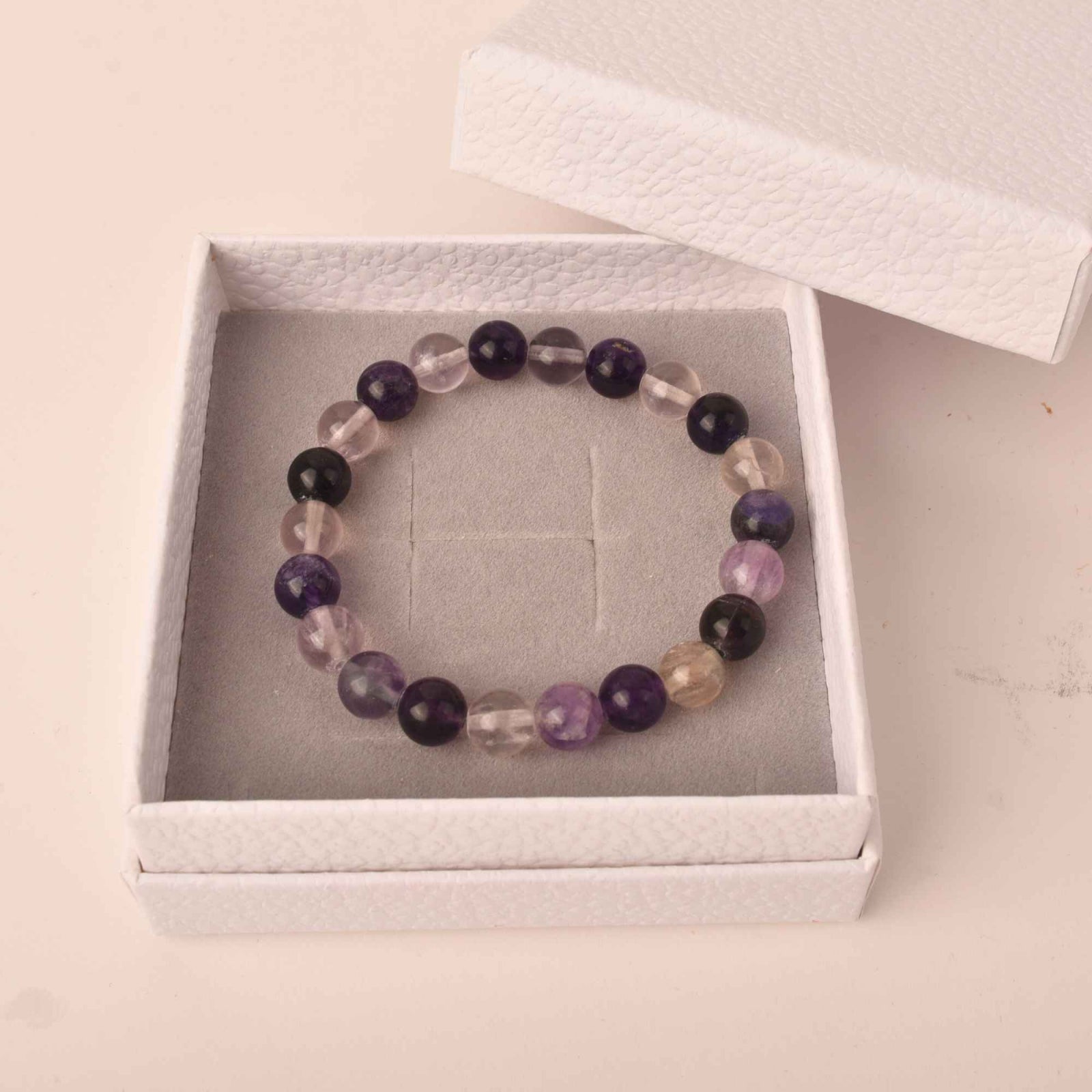 Bratara curcubeu din cristale semipretiose Fluorit 9mm Cadou bijuterii cristal chakra natural
