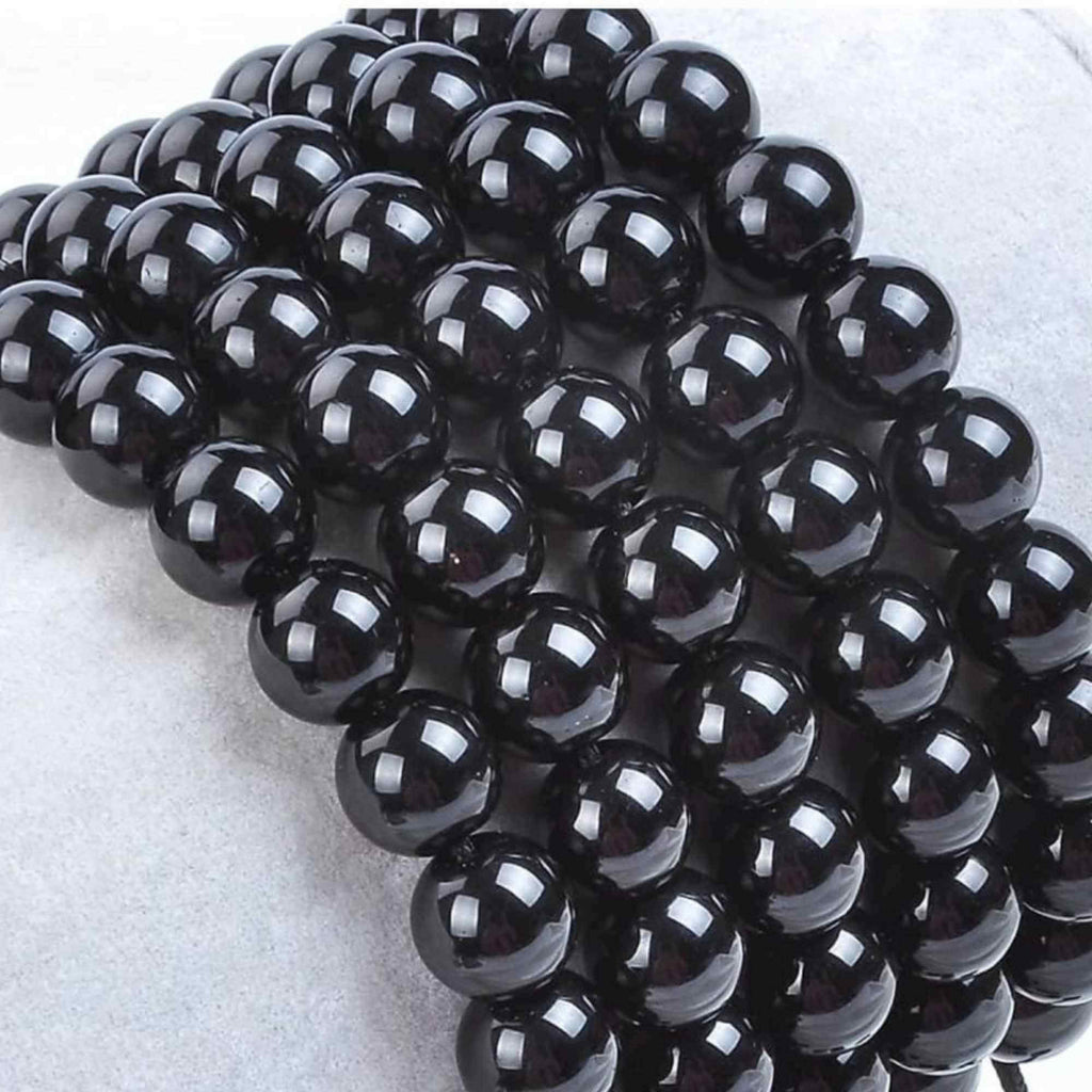 Bratara cu Margele de 8mm din Cristale Semipretioase Onyx Negru, Curea de Mana Reglabila pentru Incheietura Mainii, Eliminator de Energie Negativa
