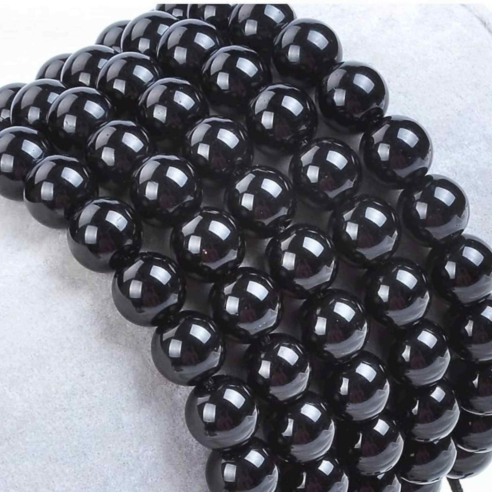 Bratara cu Margele de 8mm din Cristale Semipretioase Onyx Negru, Curea de Mana Reglabila pentru Incheietura Mainii, Eliminator de Energie Negativa