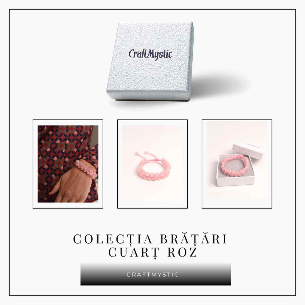 Bratara Dubla Reglabila din Cuart Roz 8mm – Iubire și Armonie