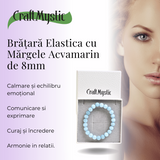 Bratara Elastica cu Margele de Acvamarin 8mm