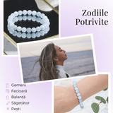 Bratara Elastica cu Margele de Acvamarin 8mm