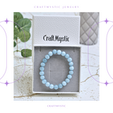 Bratara Elastica cu Margele de Acvamarin 8mm