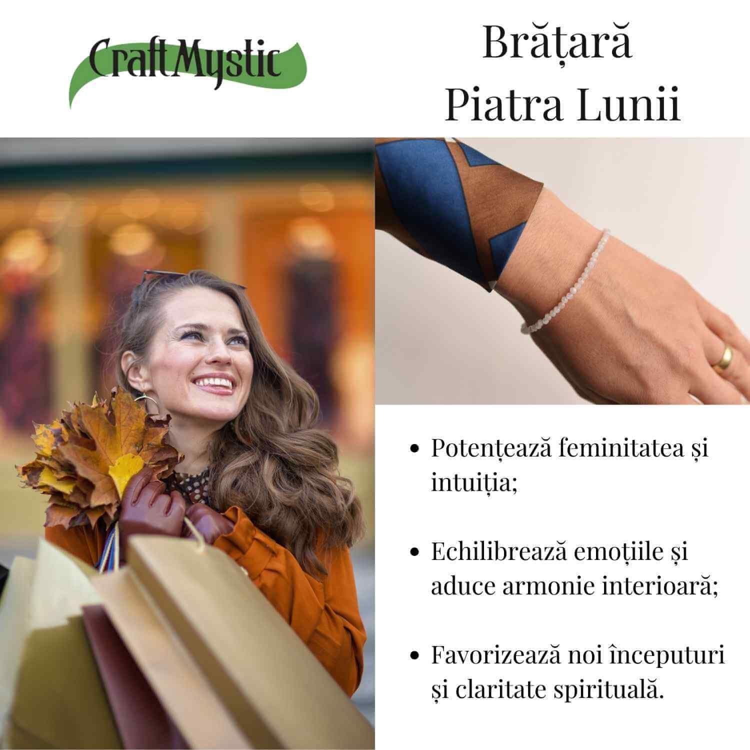 Bratara cu margele 2-3 mm piatra lunii curcubeu fatetata pentru feminitate si armonie interioara