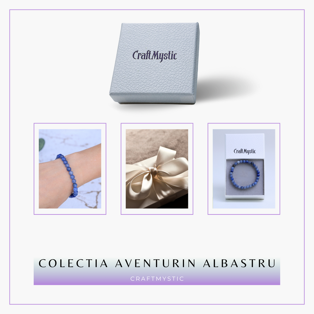 Bratara Elastica cu Margele 6mm Aventurin albastru pentru Claritate Mentala si Focus