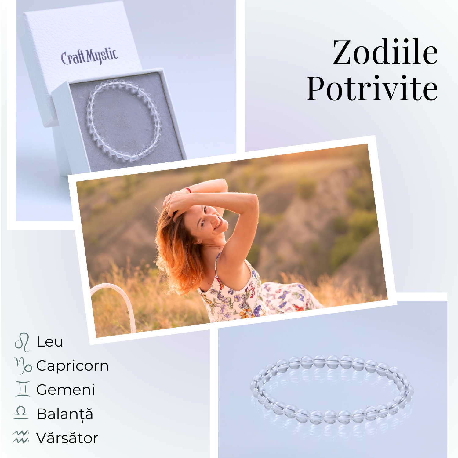 Bratara Elastica cu Margele 6mm Cuart transparent Energie Pozitiva