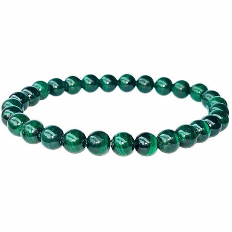 Bratara elastica lucrata manual cu Malachit natural India Margele Rotunde Semi-Pretioase de 6mm Unisex Lungime 15 cm