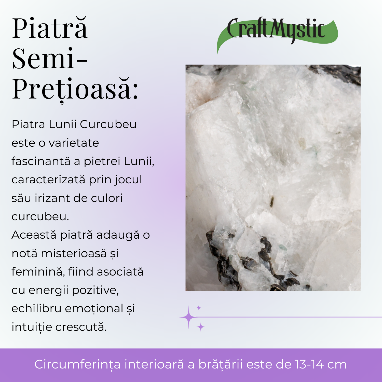 Bratara cu margele 6mm din Piatra Lunii Curcubeu pentru Vindecare Emotionala