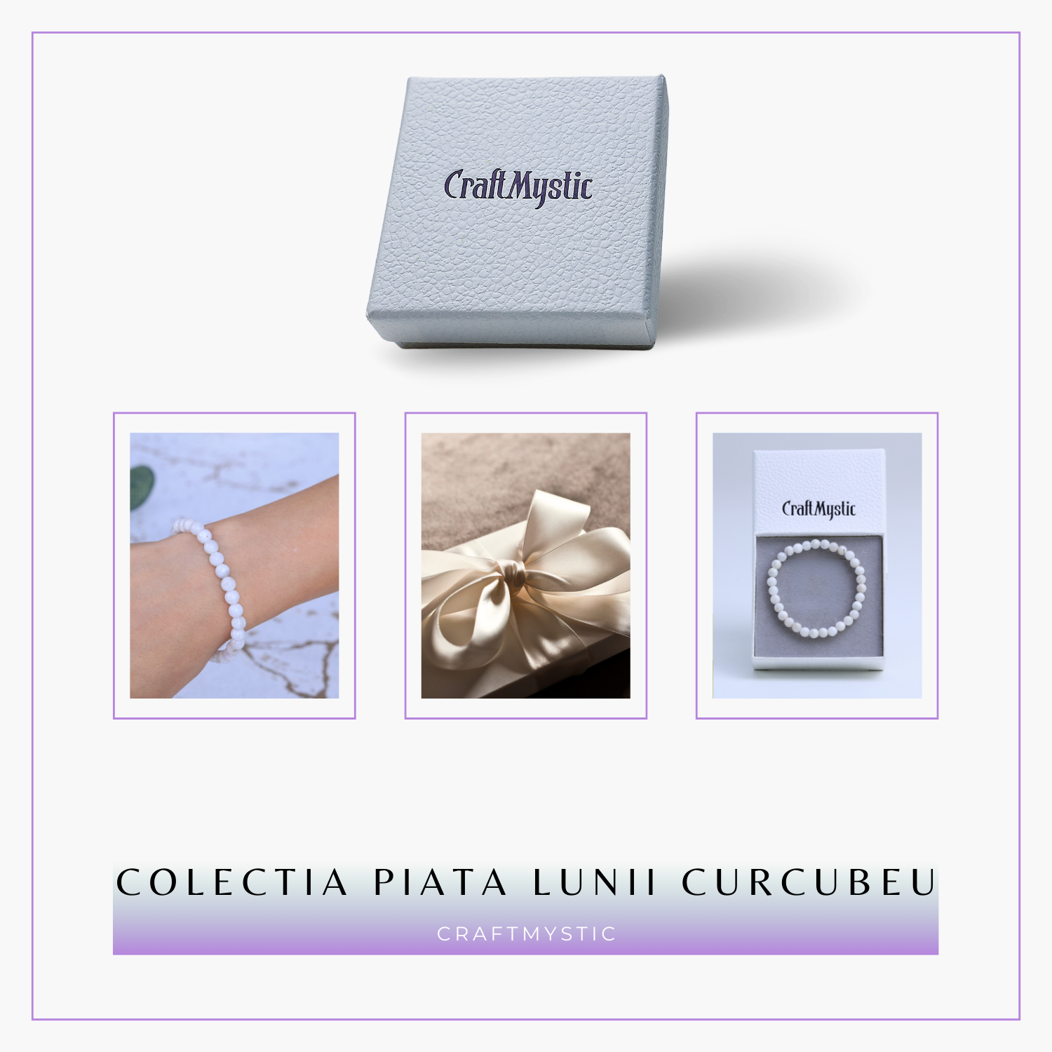 Bratara cu margele 6mm din Piatra Lunii Curcubeu pentru Vindecare Emotionala