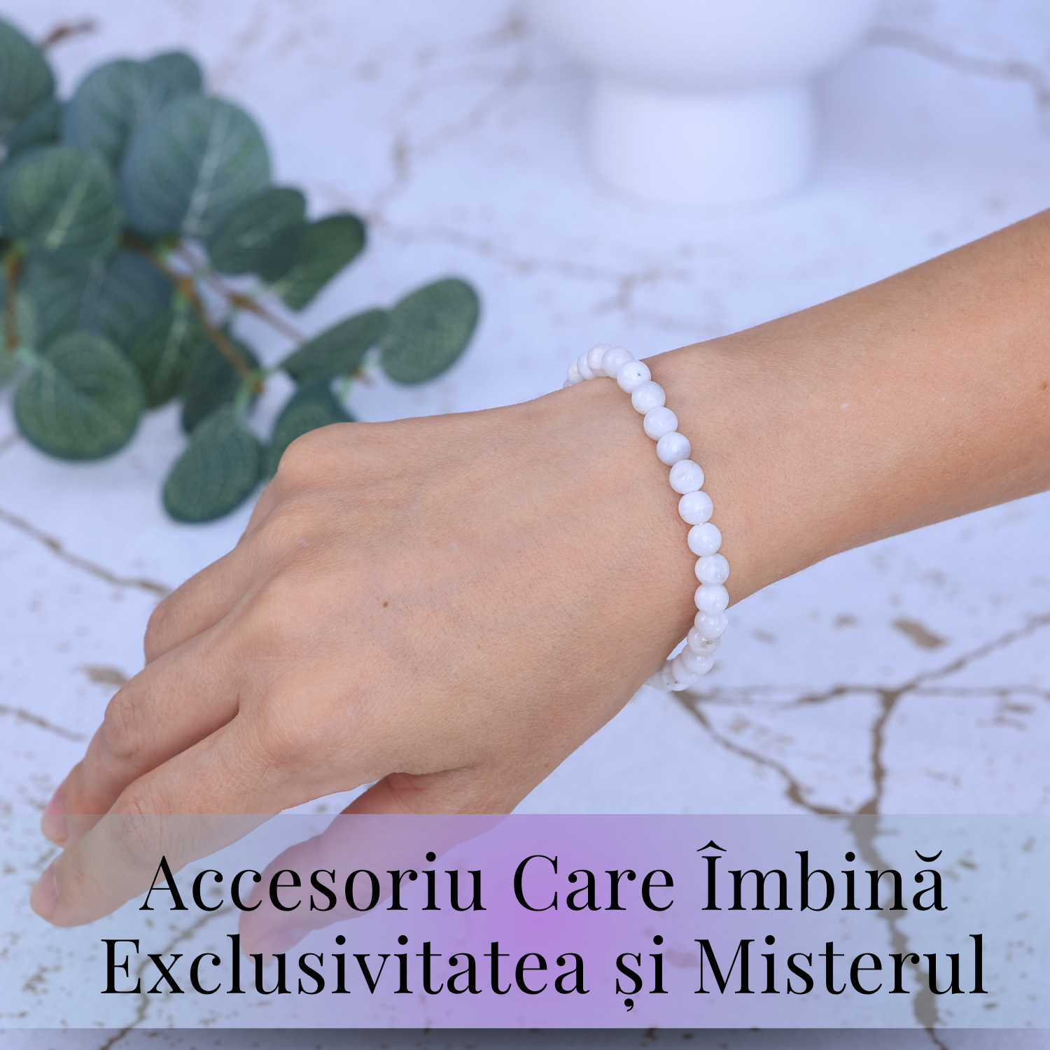 Bratara cu margele 6mm din Piatra Lunii Curcubeu pentru Vindecare Emotionala