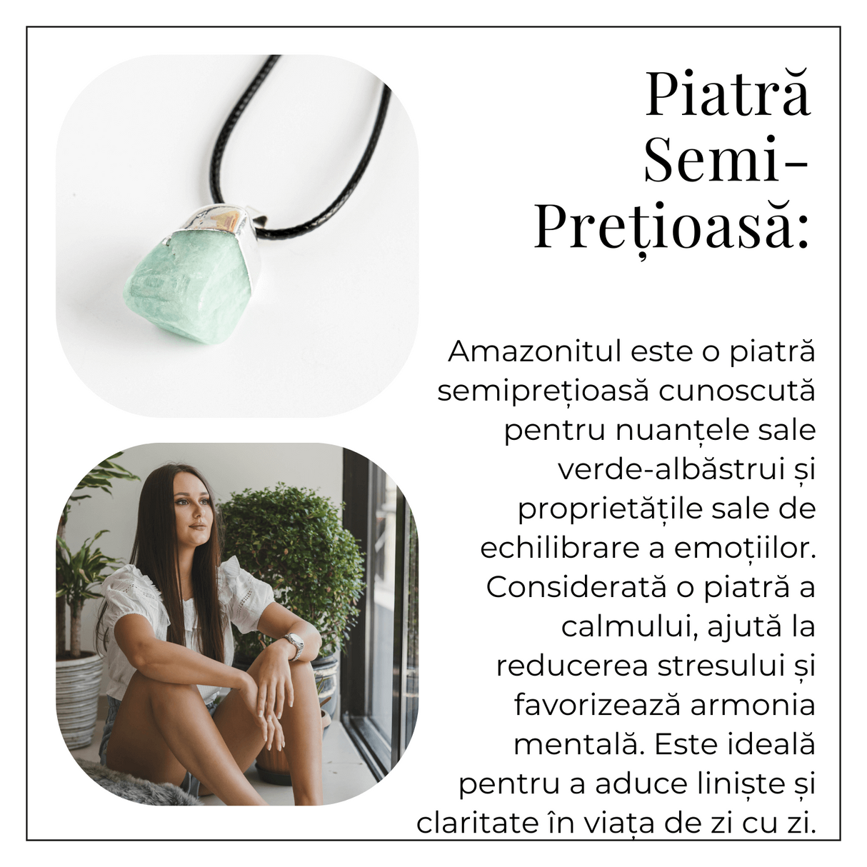Colier cu Piatra Rulata de Amazonit Natural – Liniste, Echilibru si Claritate Interioara