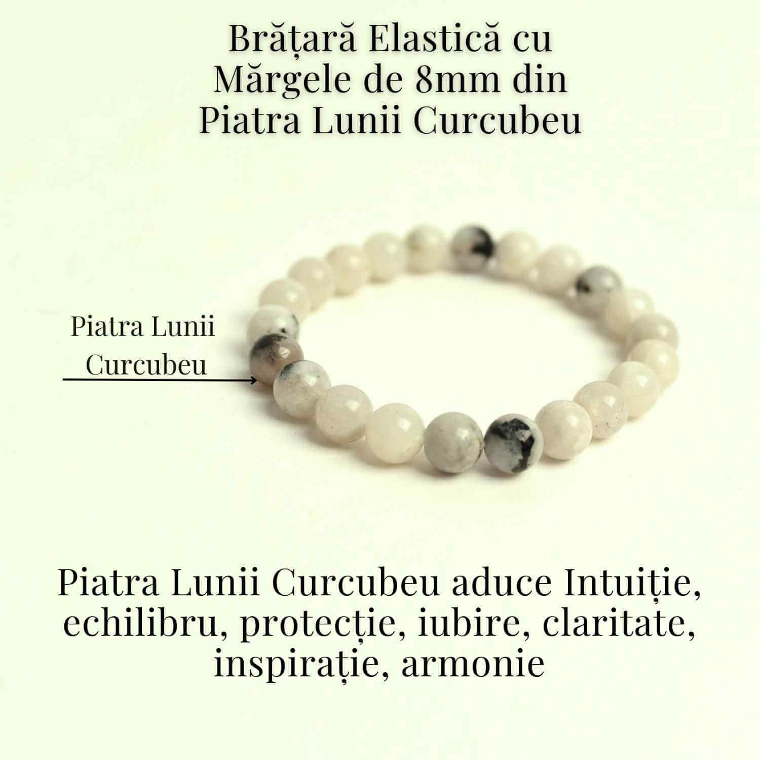 Bratara Elastica cu Margele 8mm din Piatra Lunii Curcubeu