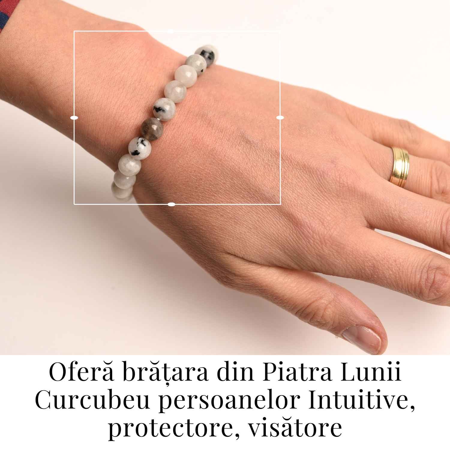Bratara Elastica cu Margele 8mm din Piatra Lunii Curcubeu