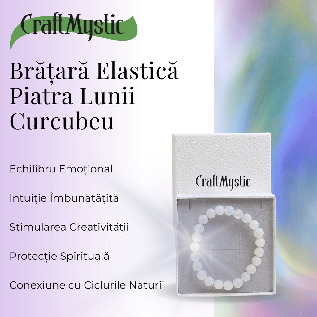 Bratara Elastica cu Margele 8mm din Piatra Lunii Curcubeu