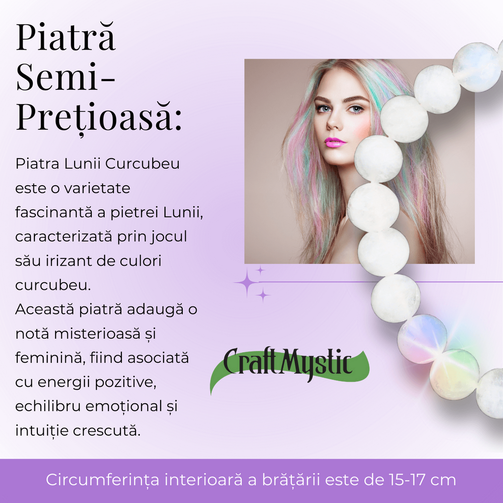 Bratara Elastica cu Margele 8mm din Piatra Lunii Curcubeu