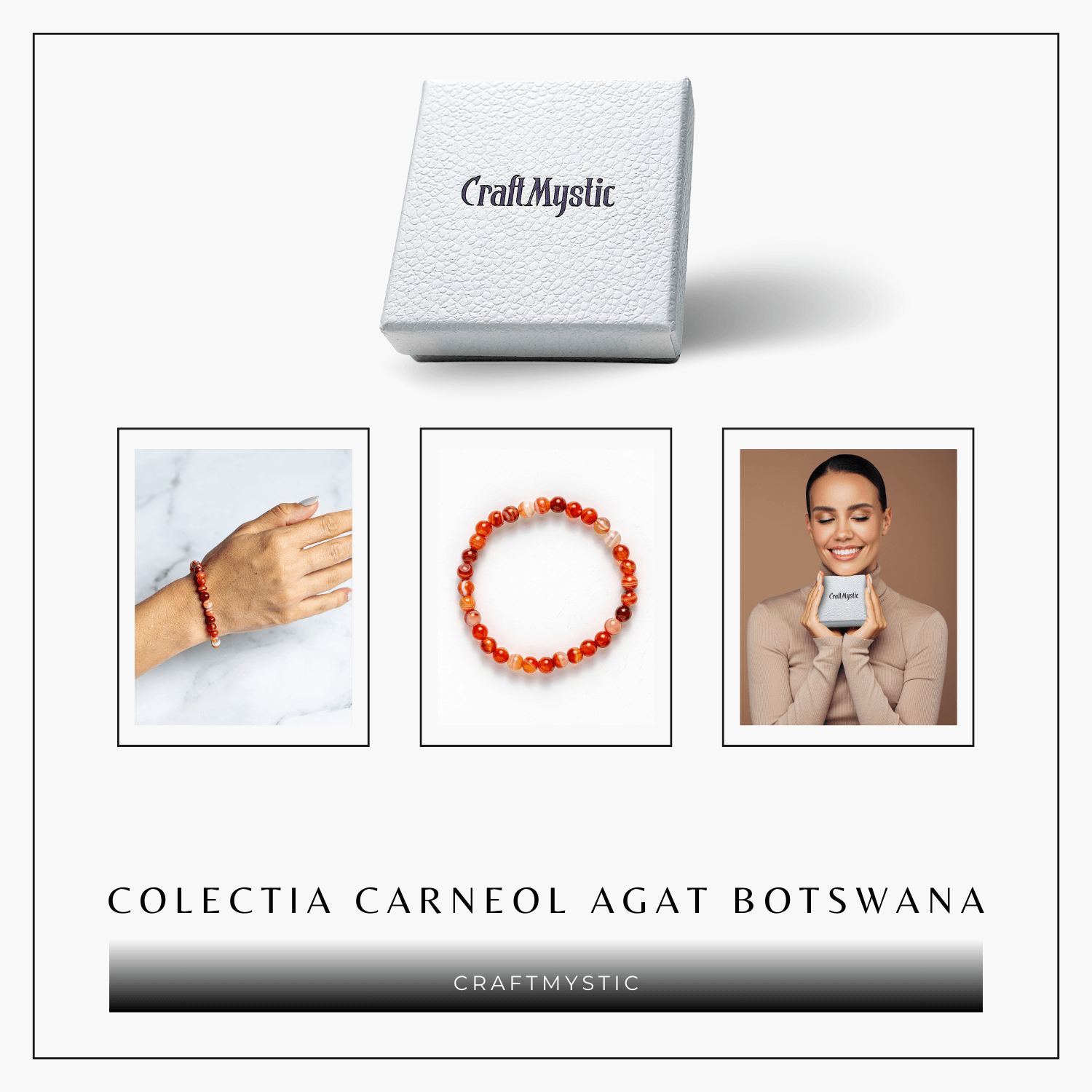 Bratara elastica cu margele 6mm de Carneol Agat Botswana – Energie si Vitalitate