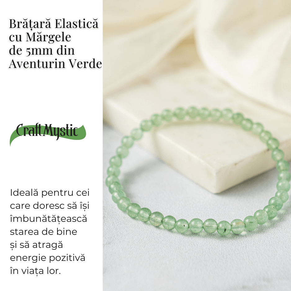 Bratara Elastica din Aventurin Verde 5mm – Noroc si Abundenta