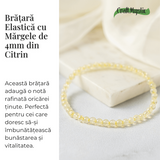 Bratara Elastica cu Margele 4 mm Naturale de Citrin – Atragerea Prosperitatii si Claritate