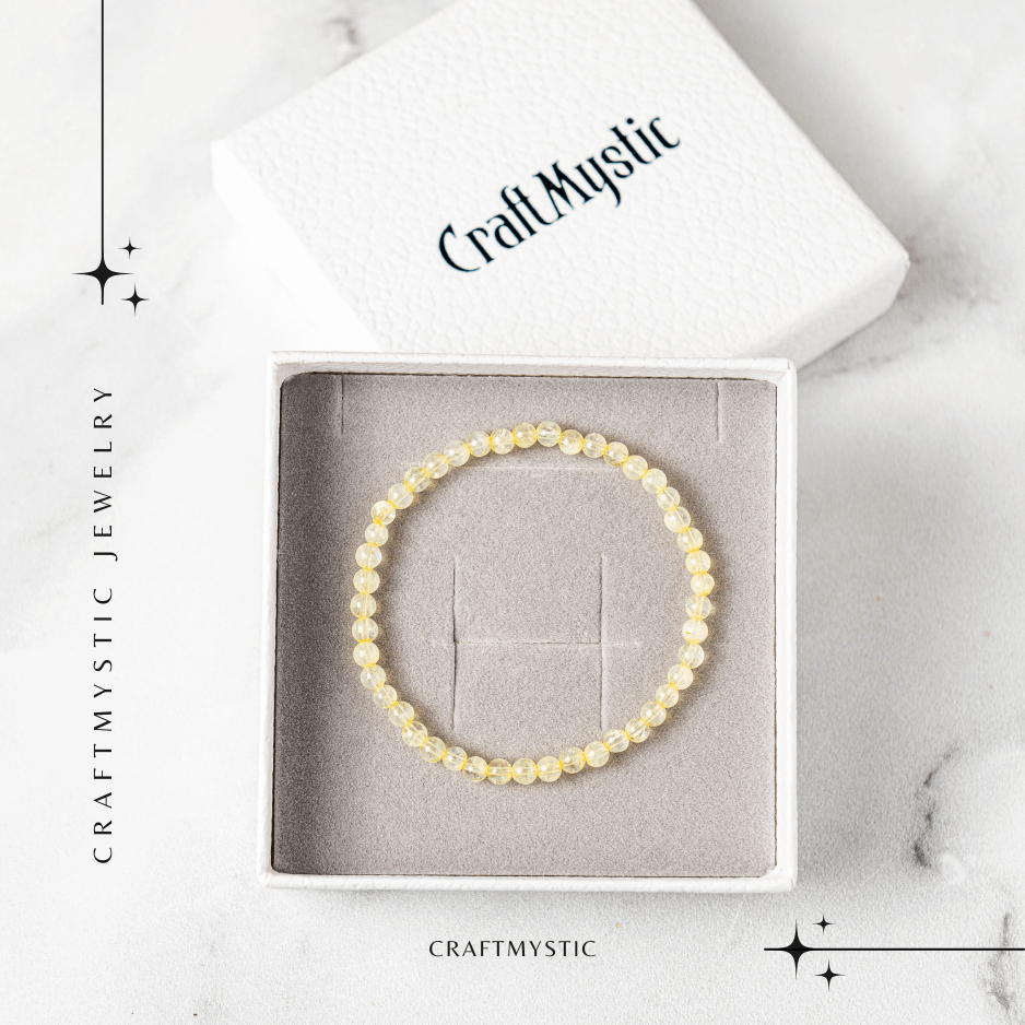 Bratara Elastica cu Margele 4 mm Naturale de Citrin – Atragerea Prosperitatii si Claritate