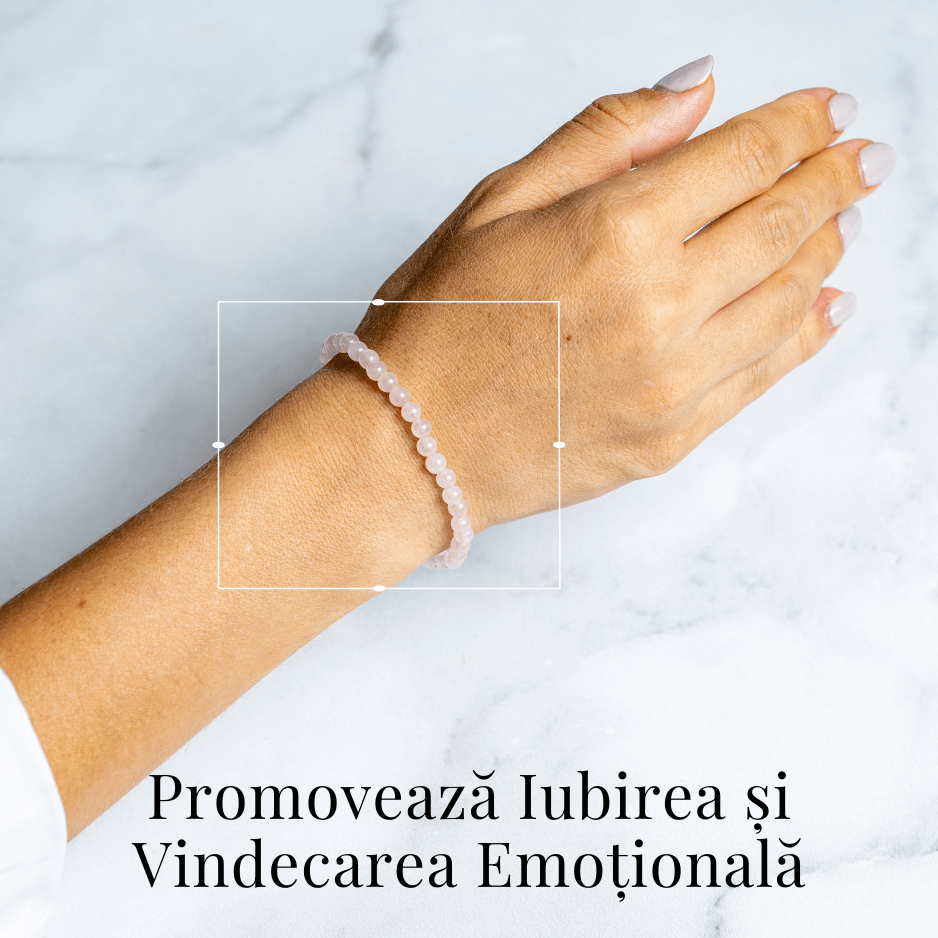 Bratara Elastica cu Margele de Cuart Roz 5mm – Iubire si Vindecare Emotionala