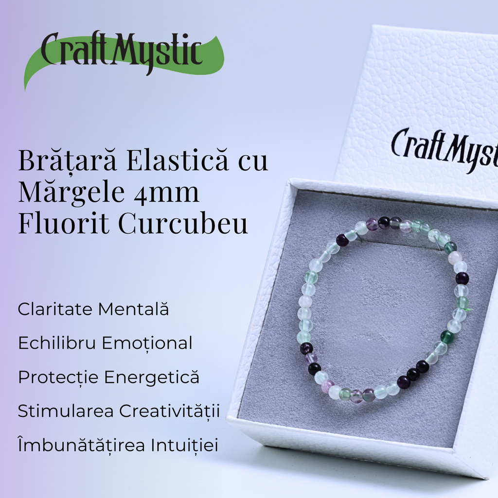 Bratara elastica cu margele 4mm Fluorit curcubeu