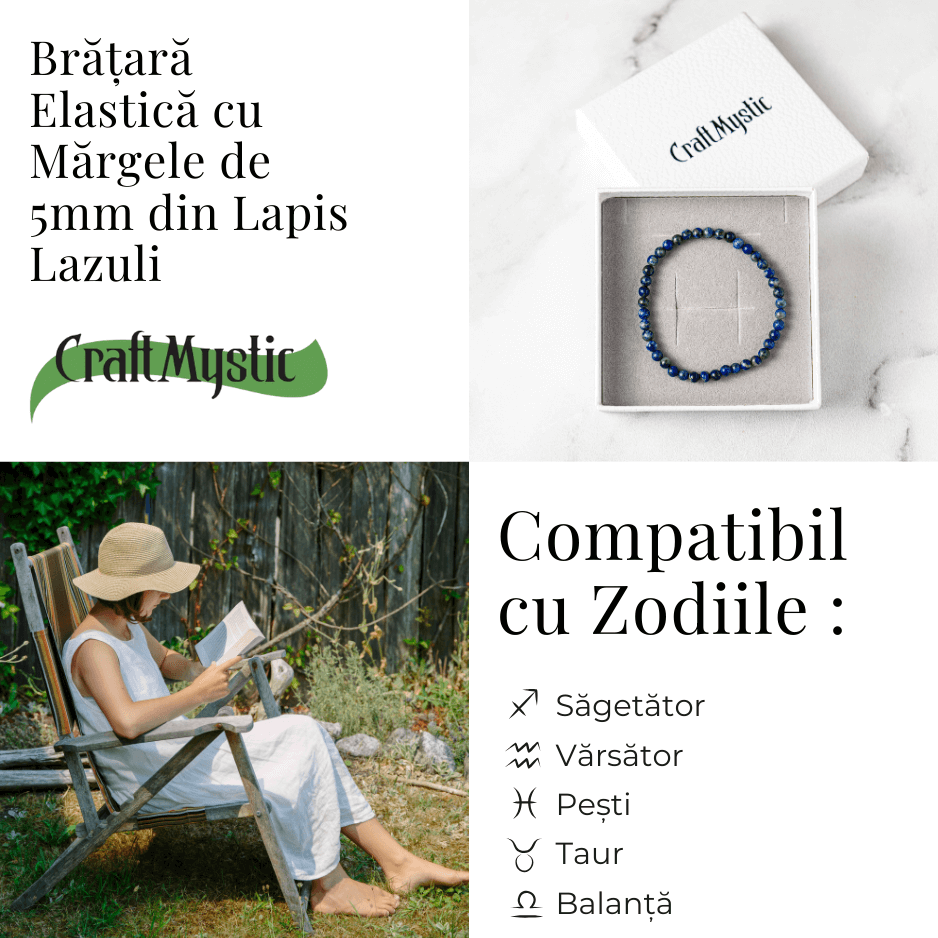 Bratara Elastica Lapis Lazuli 5 mm – Claritate si Creativitate